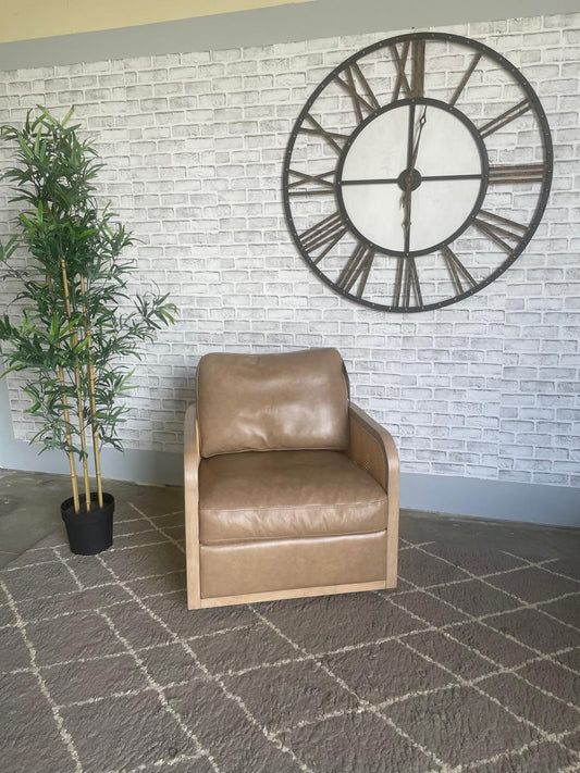 Harley Leather Swivel Accent Chair