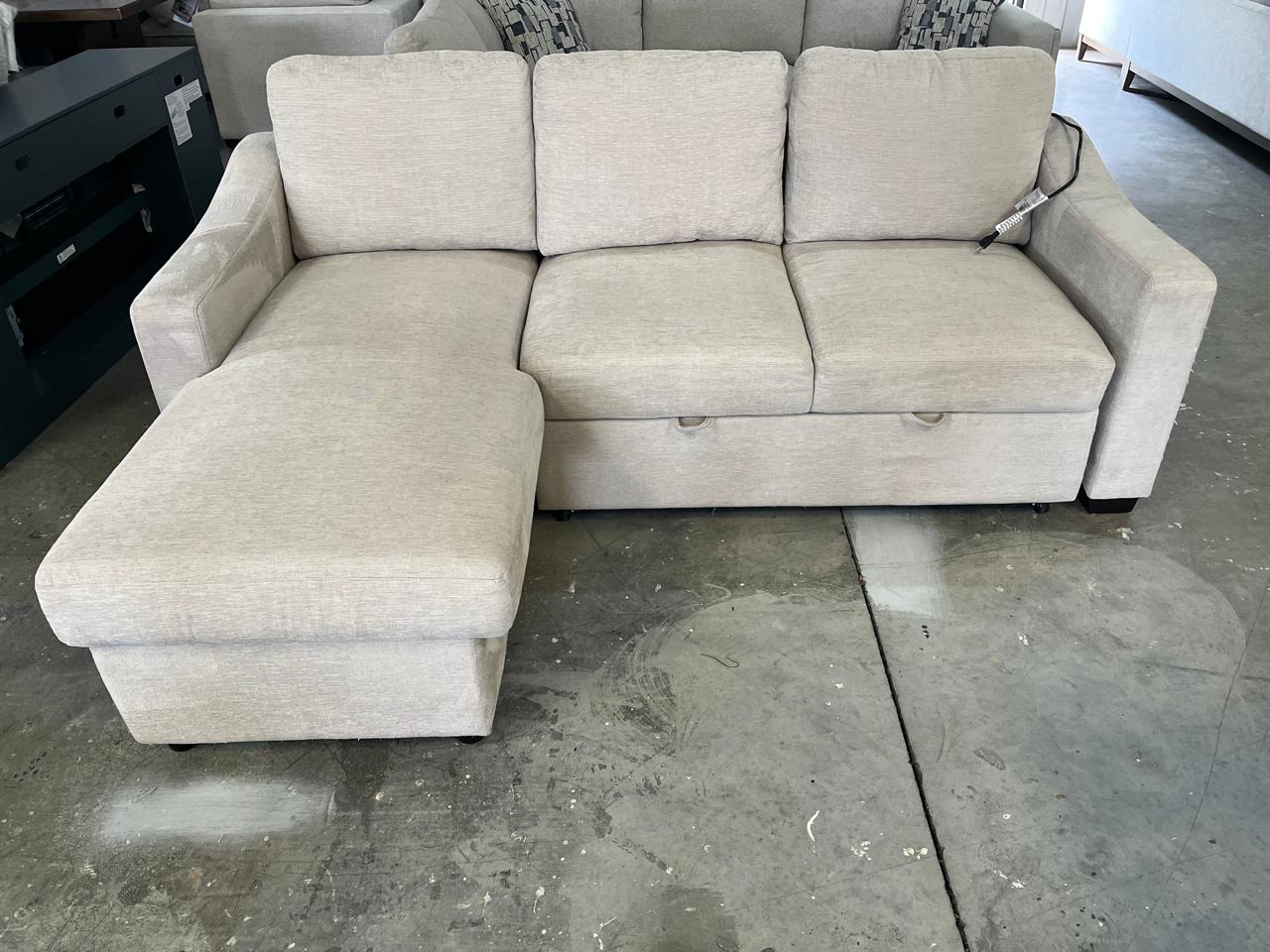 Coddle Aria Fabric Sleeper Sofa with Reversible Chaise and Storage