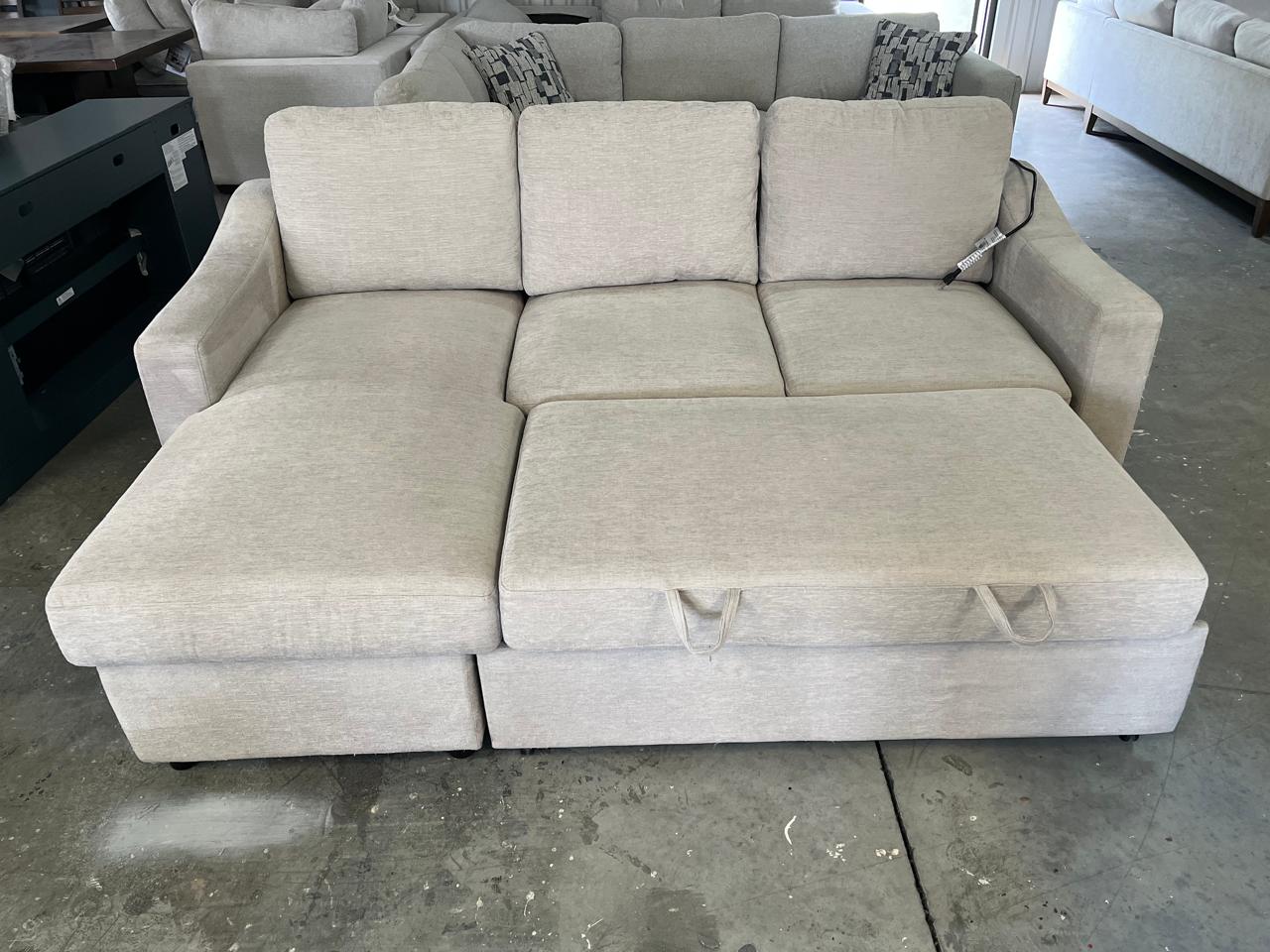 Coddle Aria Fabric Sleeper Sofa with Reversible Chaise and Storage