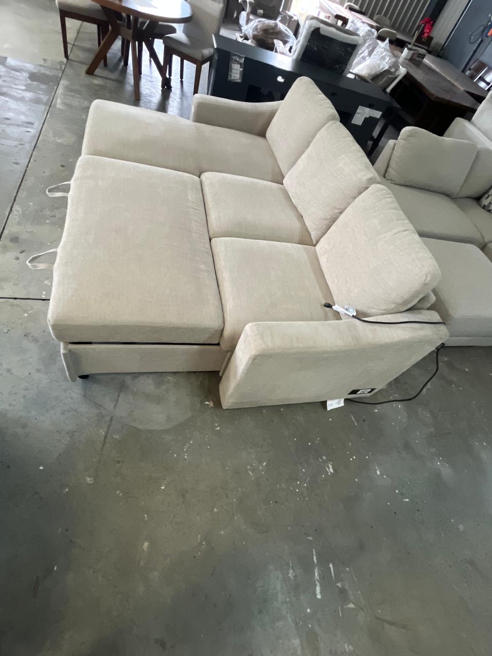 Coddle Aria Fabric Sleeper Sofa with Reversible Chaise and Storage