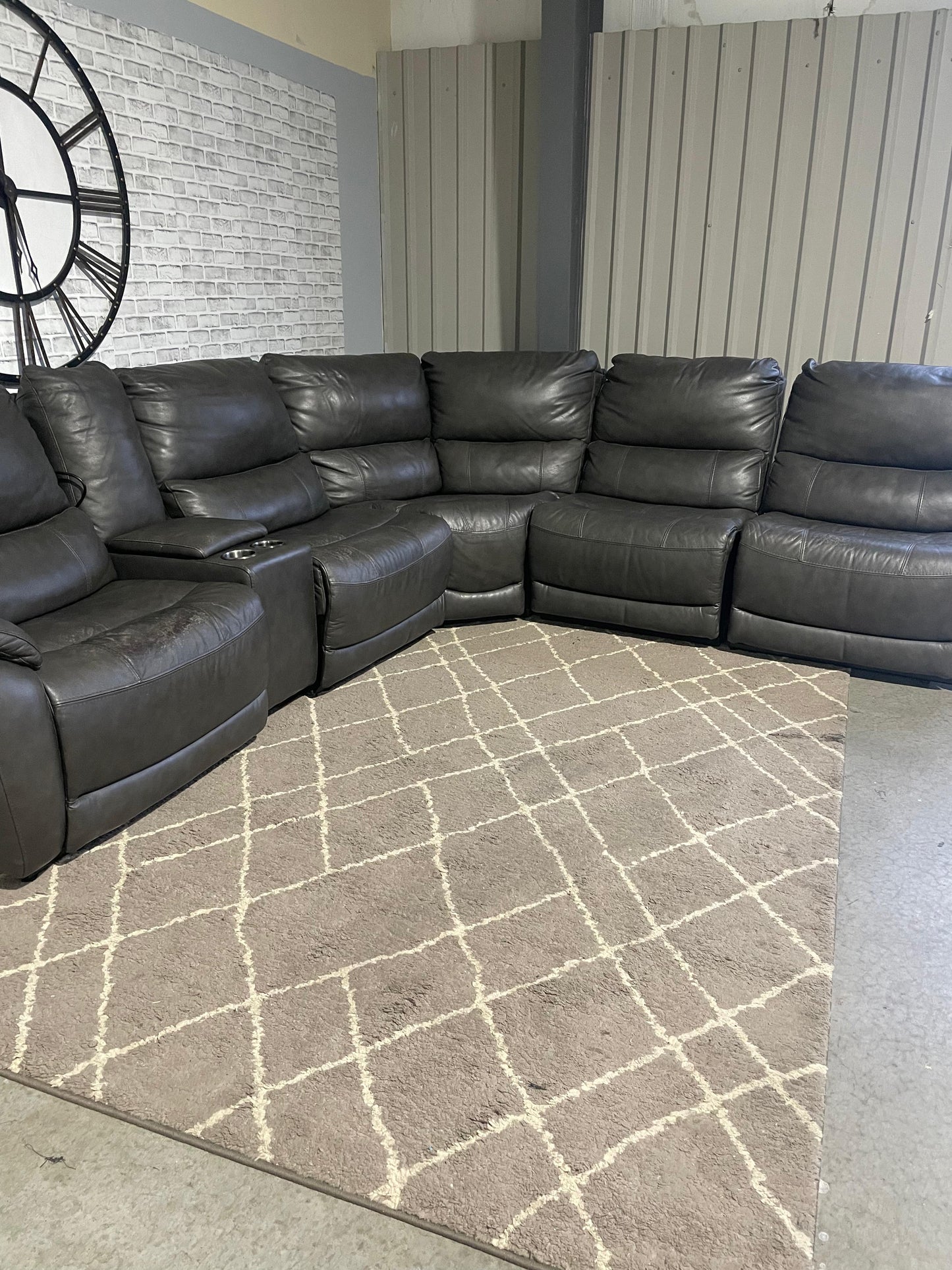 Wylder Leather Power Reclining Sectional with Power Headrests