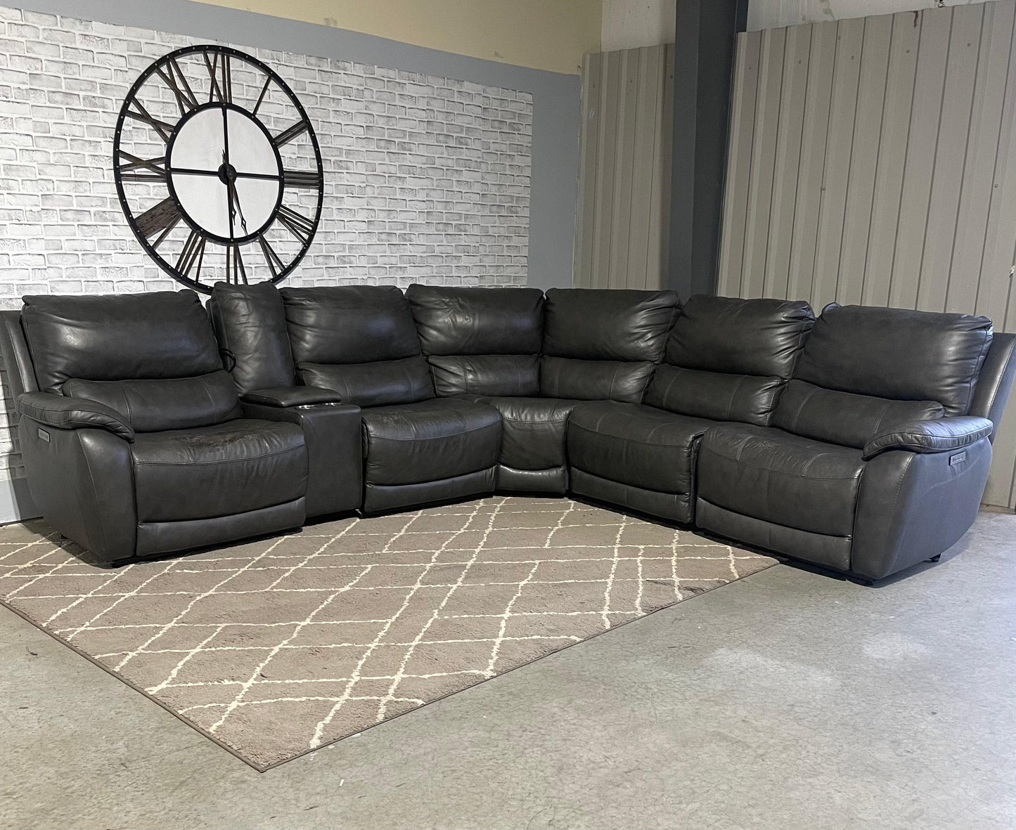 Wylder Leather Power Reclining Sectional with Power Headrests