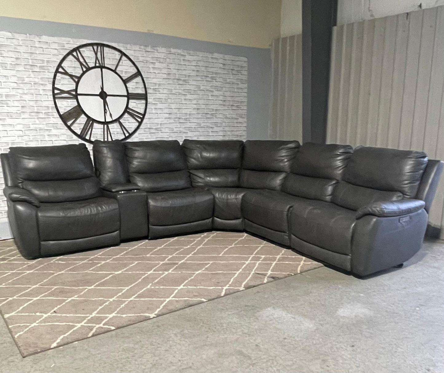 Wylder Leather Power Reclining Sectional with Power Headrests